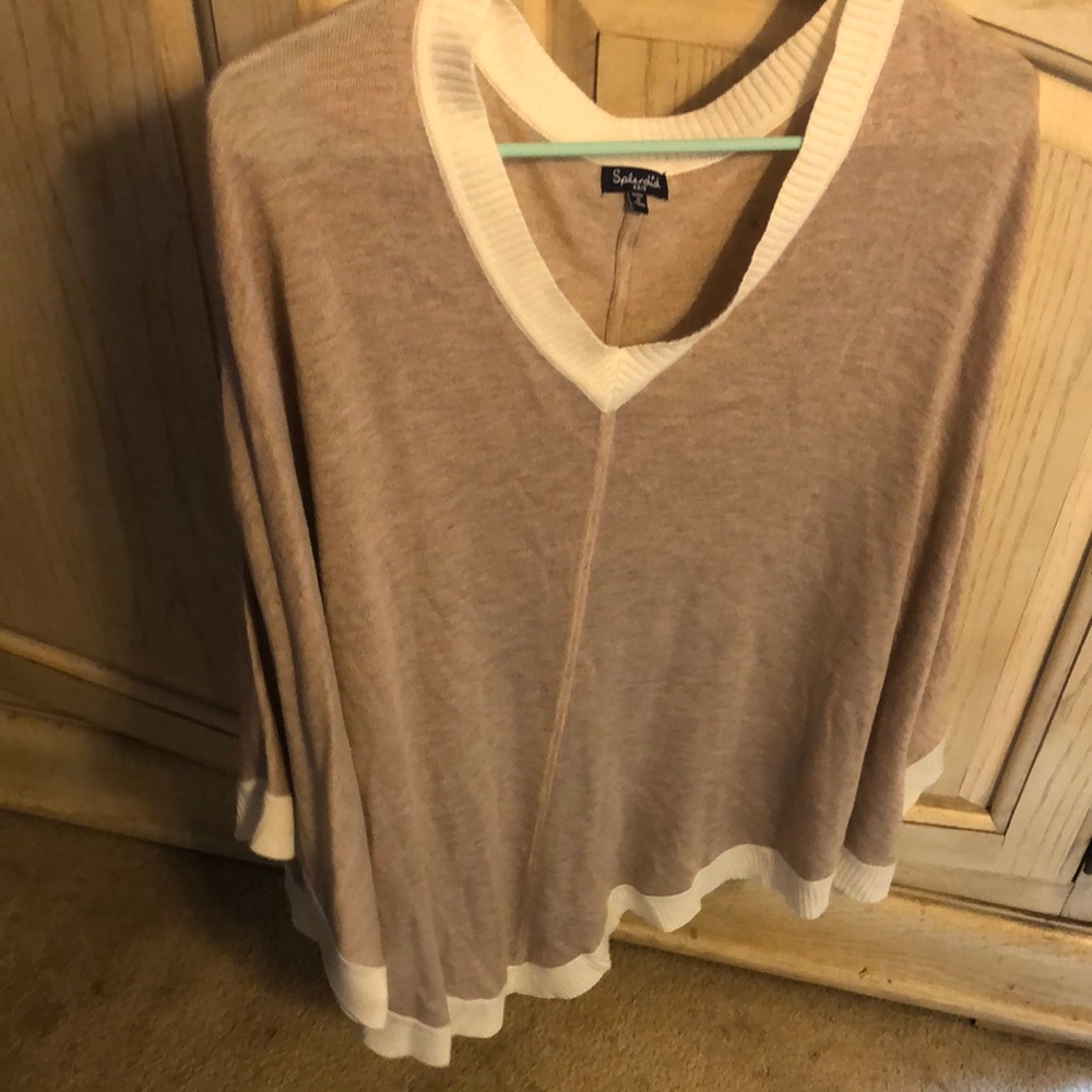 Soft Surroundings Tan and White Shrug Sweater